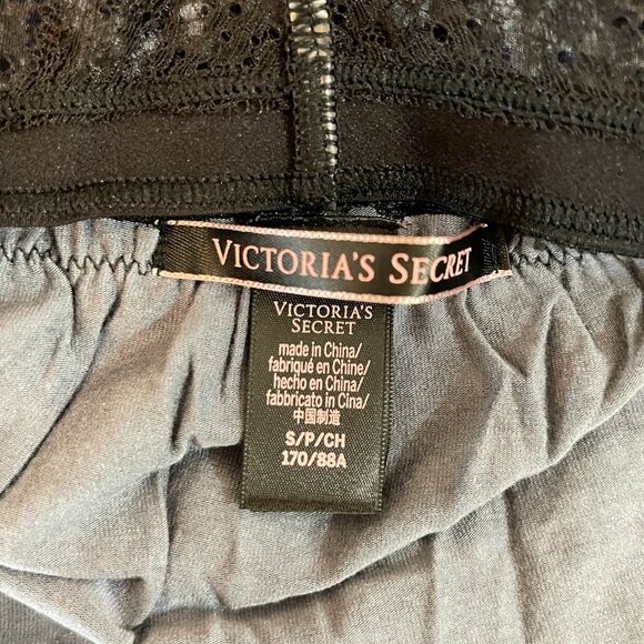 New Victoria's Secret Small Chemise Nightie Slip Gray Black Leopard Lace Modal - Picture 5 of 6